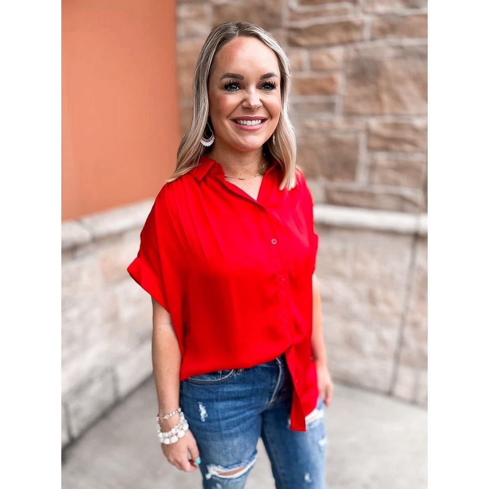 The Limited Solid Collared Button Down Blouse
